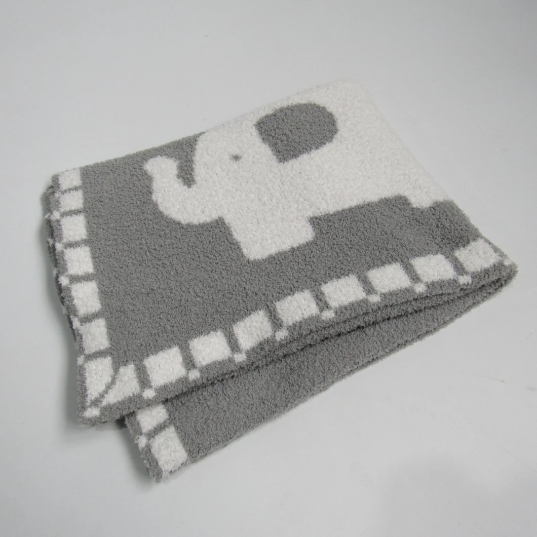 Beautiful Baby Featuring Jacquard Elephant Pattern Warm Blanket